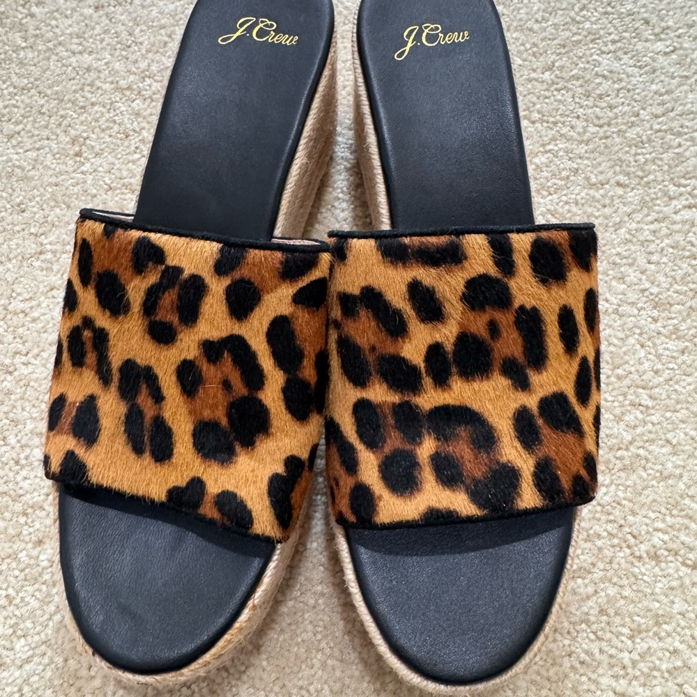 J. Crew Leopard Print platform Sandals